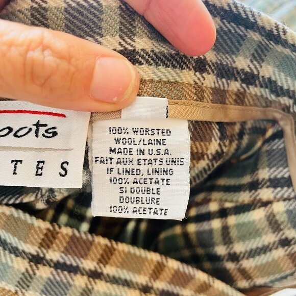 Vintage Skirt 100% Wool Pleated Tan Green Academic Cottagecore Library Made USA - Picture 6 of 7